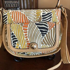 RELIC - Tropical-Patterned Canvas w/Faux Leather Trim Crossbody GREAT CONDITION!